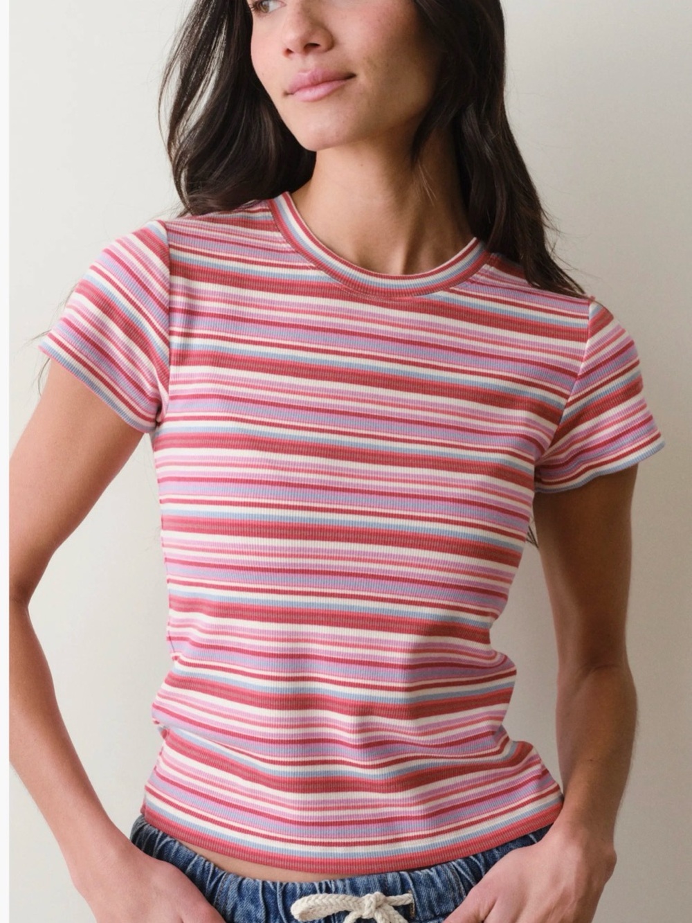 Marine Layer Lexi Ribbed Striped Tee Multicolor Medium